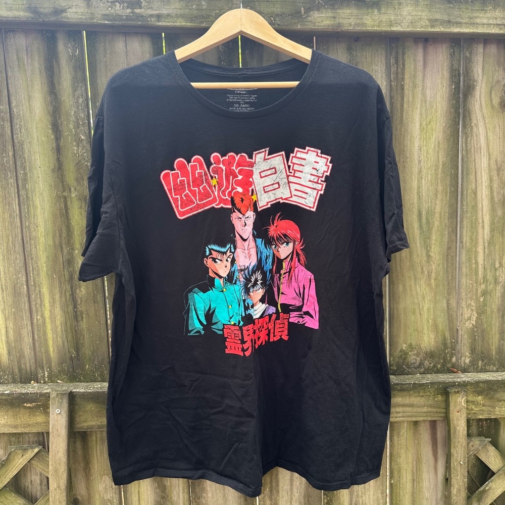 Yu Yu Hakusho Anime Graphic T-Shirt Mens 3XL Black Funimation Yusuke Hiei Kurama